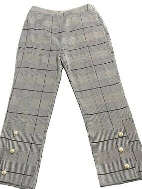 J.O.A. Plaid Cropped Pants Peal Button Hem Ankle Length Size M
